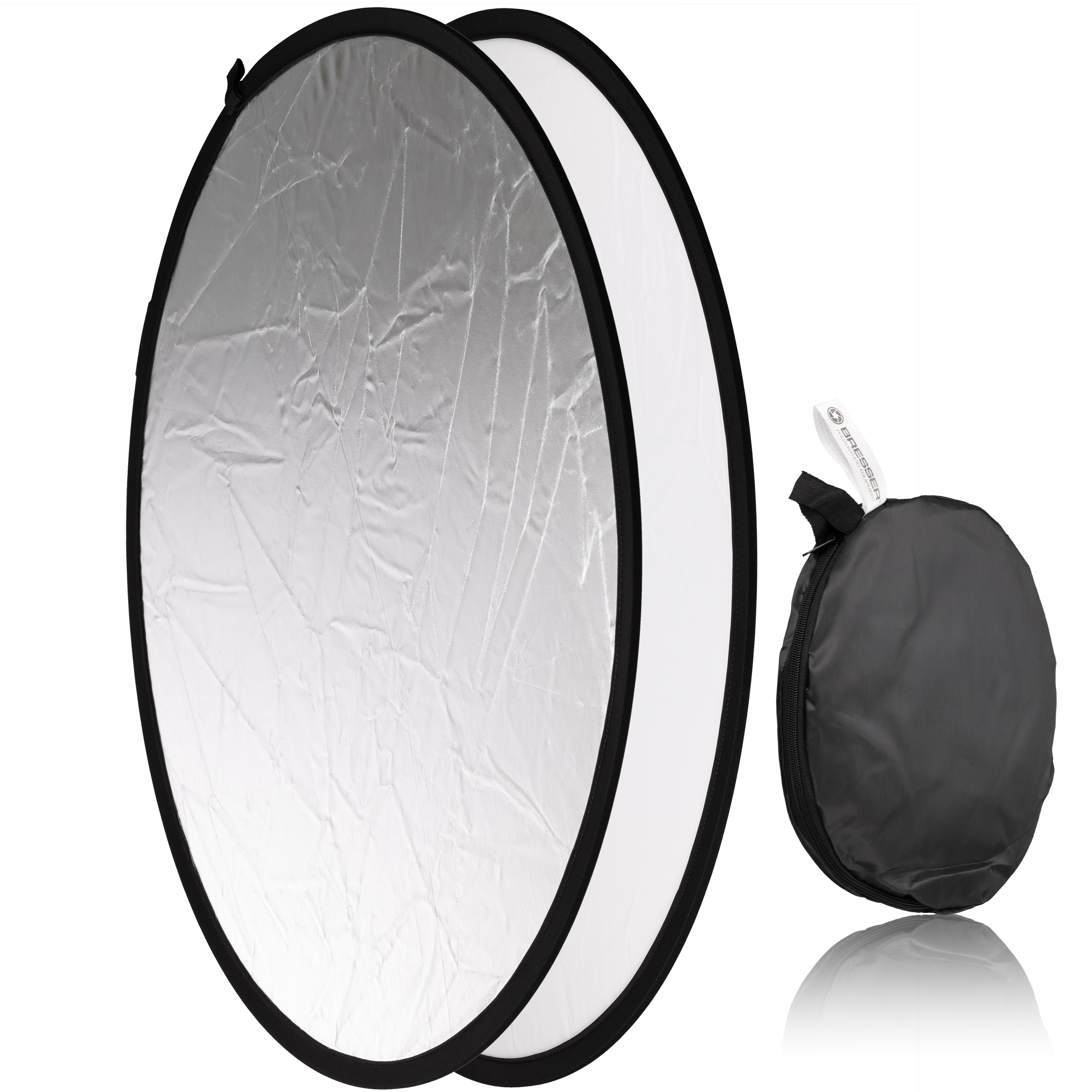 Reflector plegable 2-en-1 BRESSER TR-8 redondo de 80cm plata/blanco