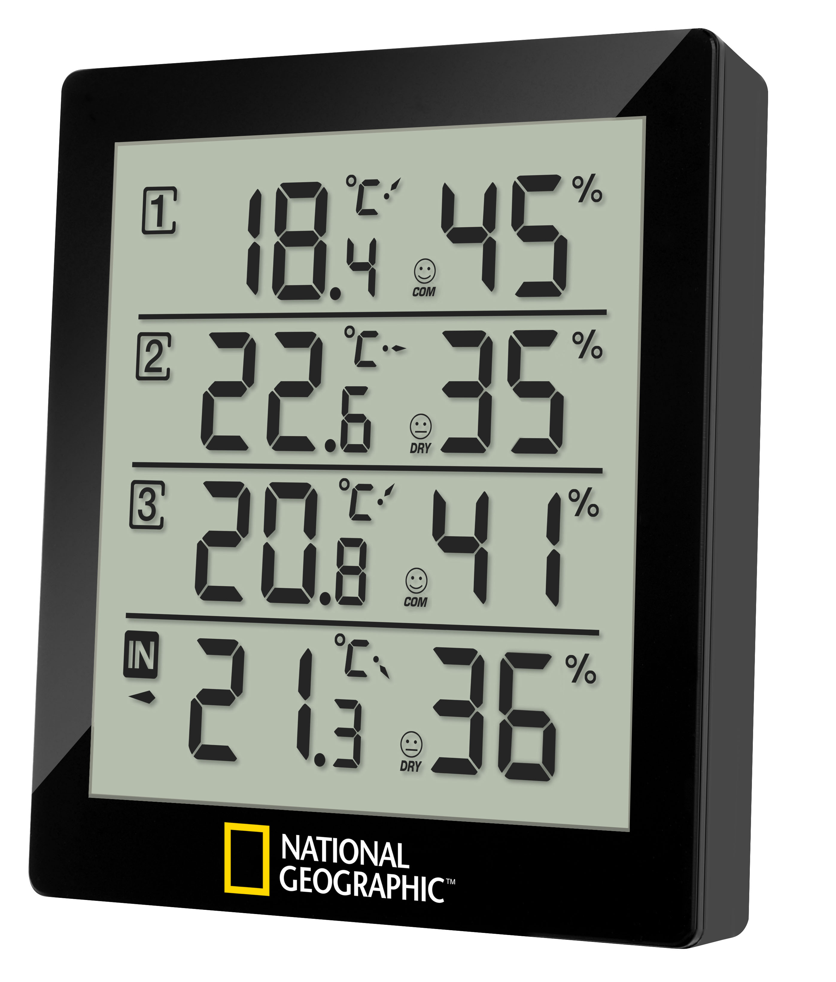 NATIONAL GEOGRAPHIC digitales Thermo-Hygrometer für 4 Messbereiche - schwarz (Refurbished)