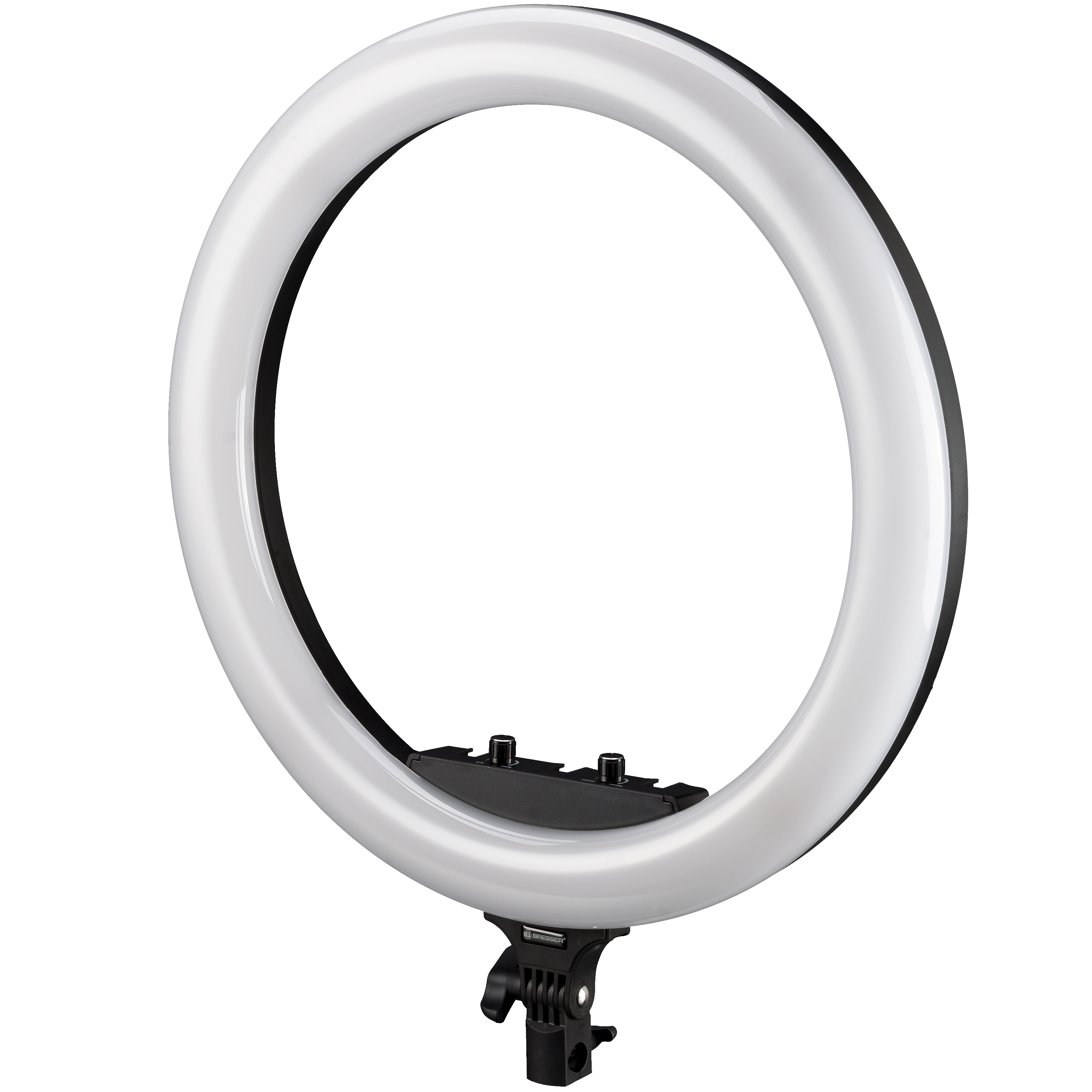 Lámpara de anillo LED bicolor BRESSER STR-48B de 48 W, atenuable, con soporte para cámara y smartphone